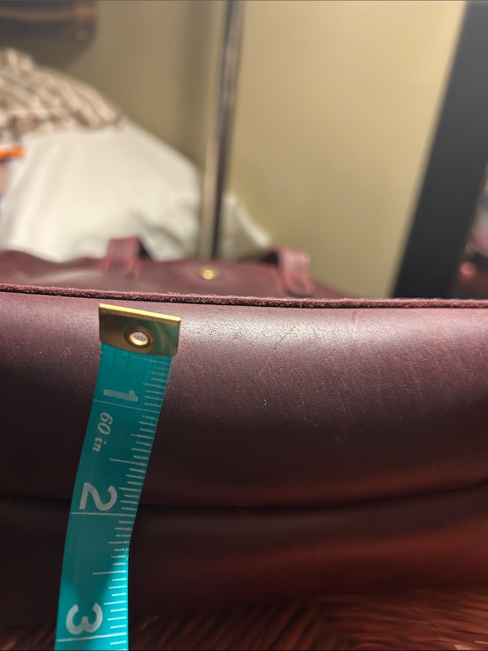 Portland Leather Goods Burgundy Leather Mini Crossbody Tote Bag Oxblood - Picture 10 of 10
